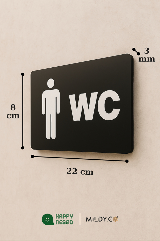 WC Yönlendirme Serisinden BAY WC Tabelası 22 cm X 8 cm - 4