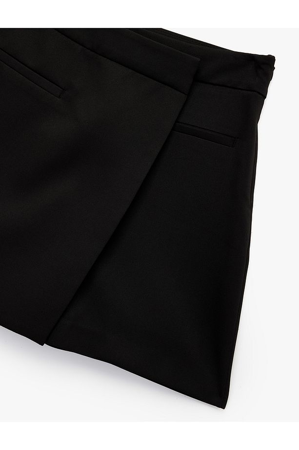 Fleto Cep Detaylı Kruvaze Mini Şort Etek - 5