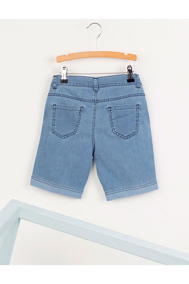 Açık Mavi Yıkamalı Erkek Çocuk Denim Şort - 4