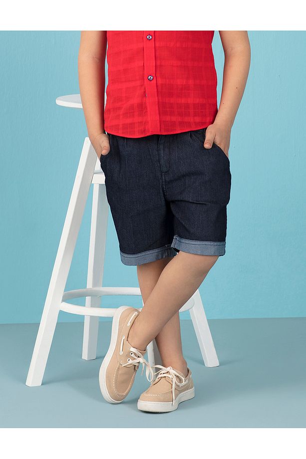 Duble Paça Erkek Çocuk Denim Şort - 1