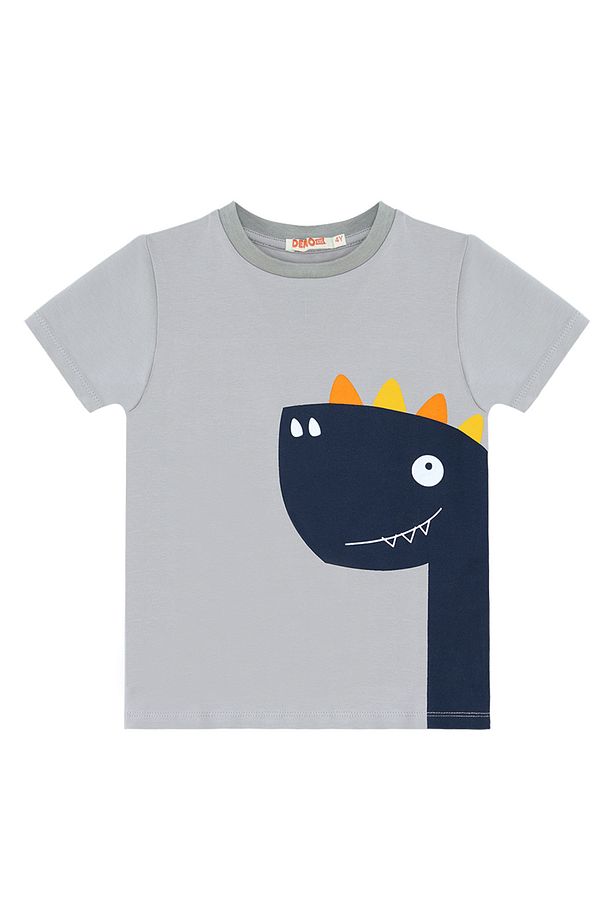 Fermuar Dino Erkek Çocuk Yazlık T-shirt Kapri Şort Takım - 5