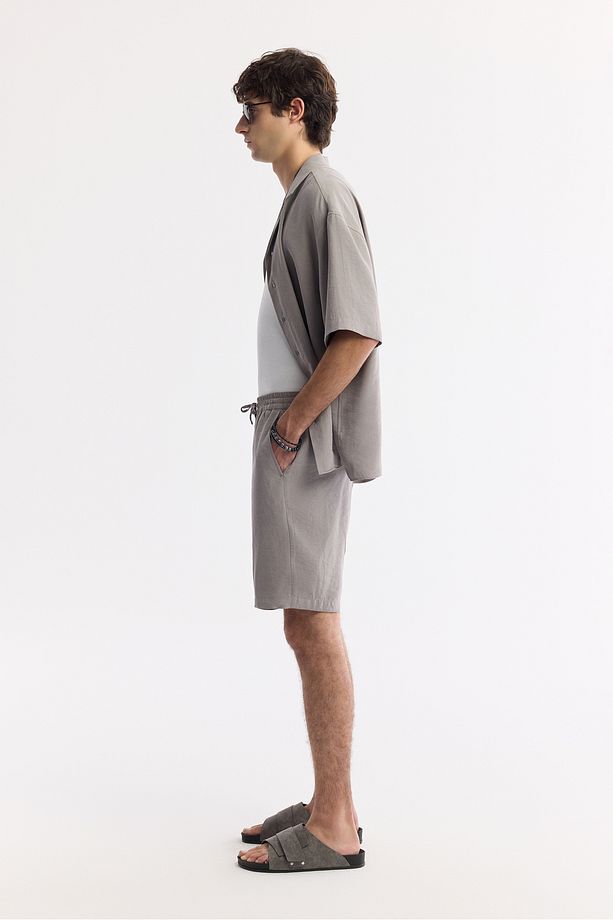 Erkek Nardo Gri Relaxed Fit Beli Lastikli Bağcıklı Modal Karışımlı Soft Touch Şort A51y3703 - 2