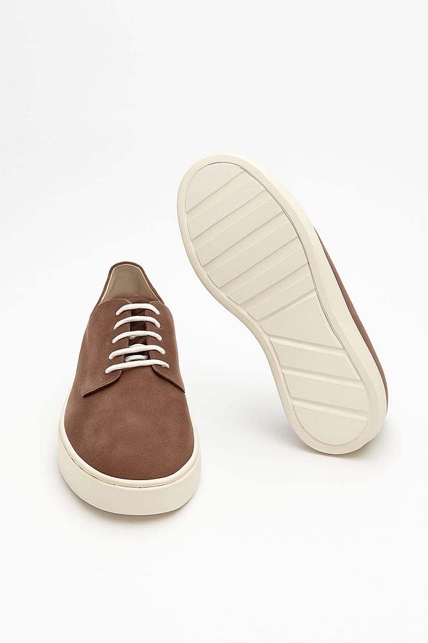 Erkek Vizon Süet Kalın Tabanlı Sneaker Ayakkabı - 3