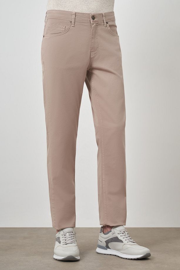Erkek Bej Pamuk 5 Cep Dynamic Fit Jean Kot Pantolon - 3