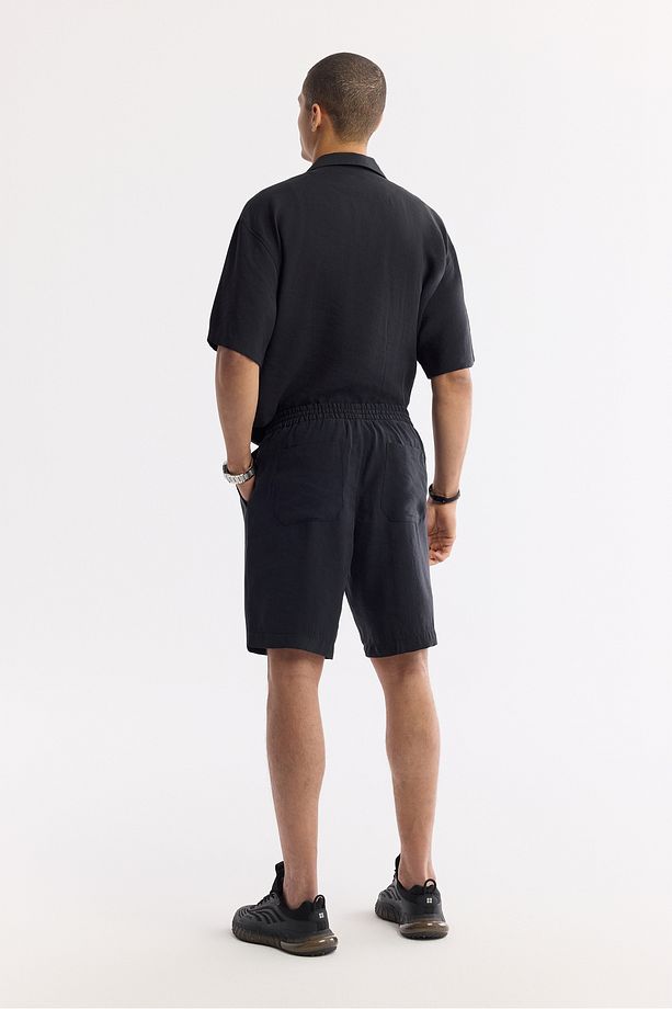 Erkek Siyah Relaxed Fit Beli Lastikli Bağcıklı Modal Karışımlı Soft Touch Şort A51y3703 - 3