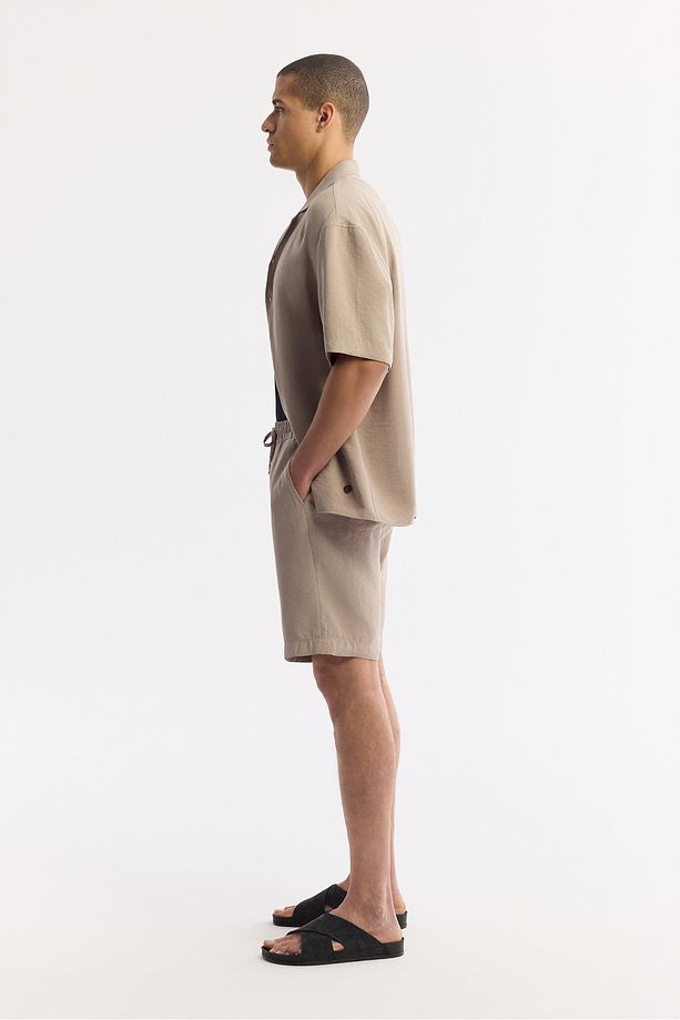 Erkek Bej Relaxed Fit Beli Lastikli Bağcıklı Modal Karışımlı Soft Touch Şort A51y3703 - 2