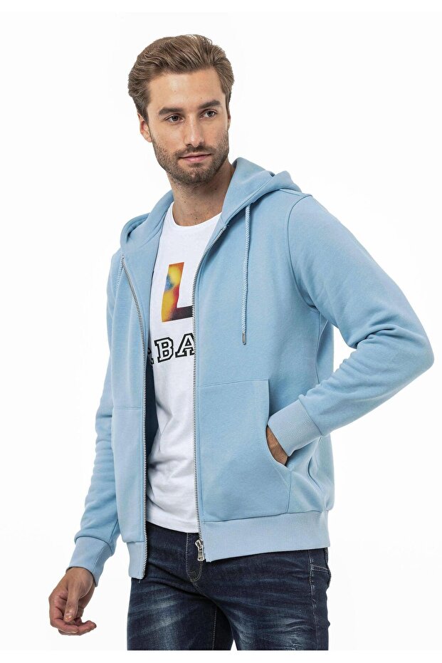 CL556 Erkek Basic Zip Sweatshirt - 1