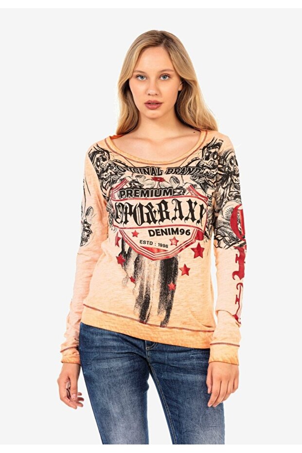 Wl295 O Neck Patterned Sweatshirt