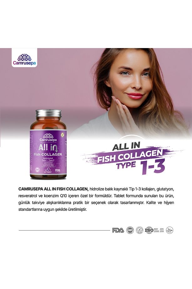 All In Tip 1 - Tip 3 Hidrolize Kolajen - Balık Kolajeni 90 Tablet - 3