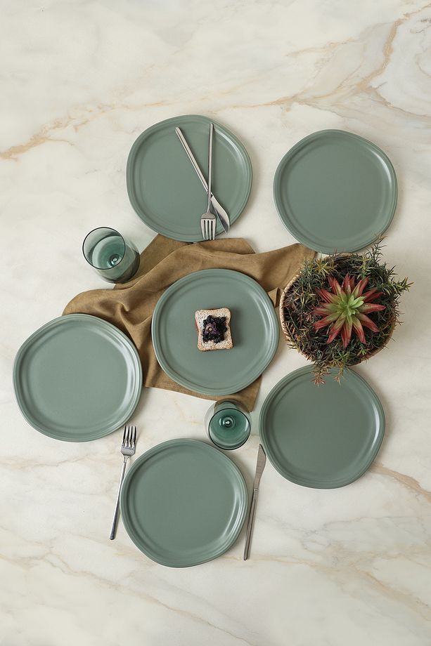Mat Yeşil Bloom Pasta Tabağı 24 Cm 6 Adet 322 - 2