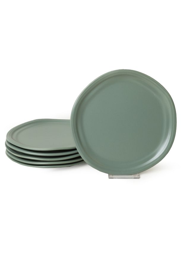 Mat Yeşil Bloom Pasta Tabağı 24 Cm 6 Adet 322 - 6