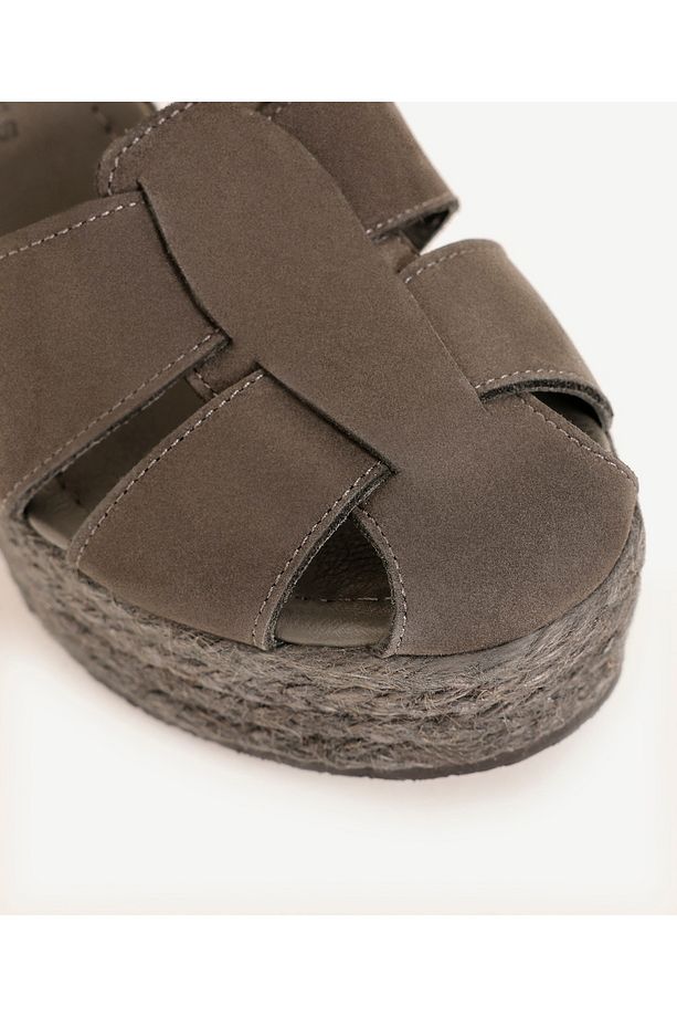 Yüksek Tabanlı Deri Espadril - 2