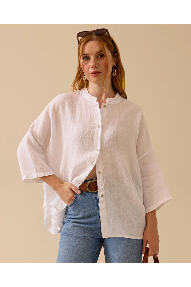 Hakim Yaka Düğmeli Gömlek - 1