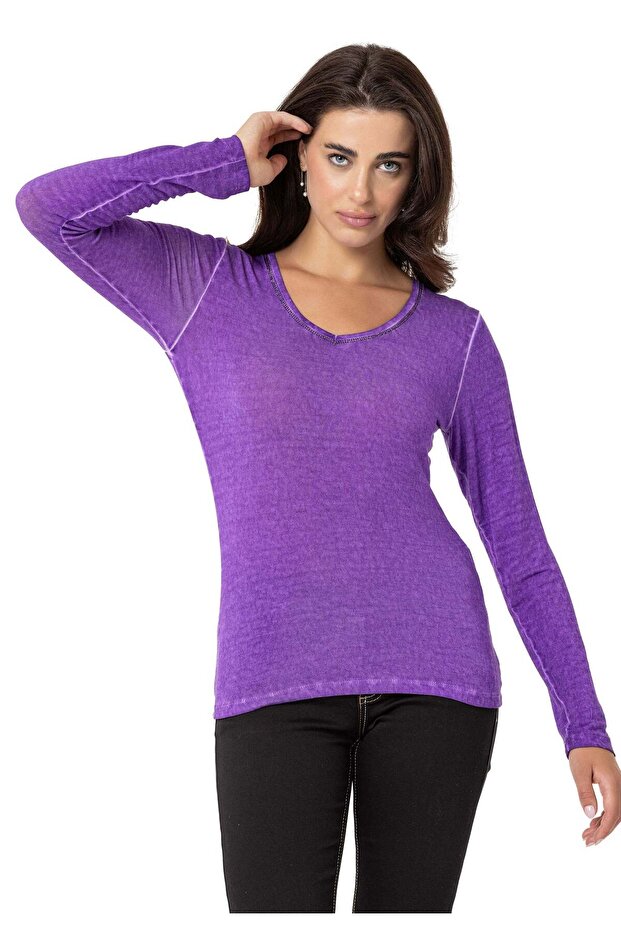 WL355 Kadın Yaka Kısmı Detaylı Basic Üst - 3