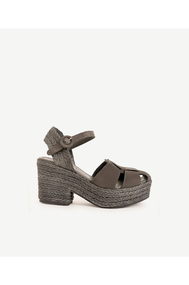 Yüksek Tabanlı Deri Espadril - 1