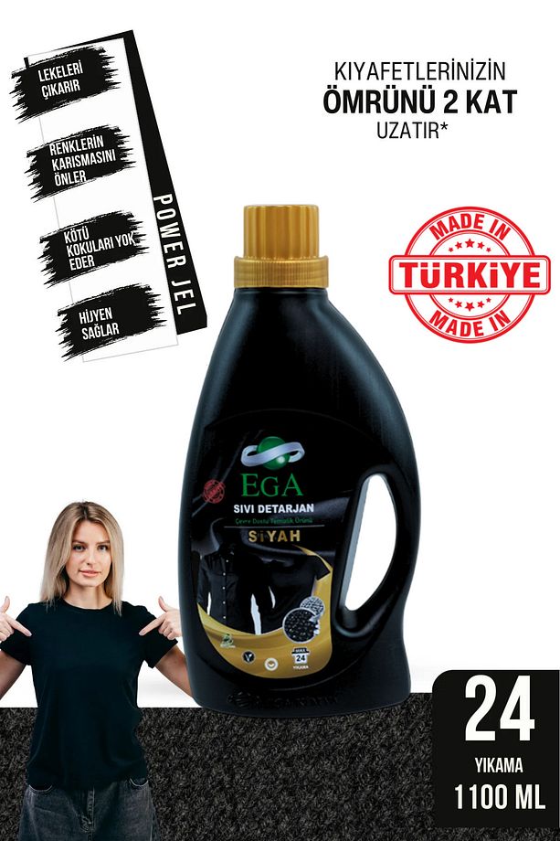 2'li Power Jel Siyah Ve Renkli Sıvı Yıkama Deterjanı 1100 ml - 3