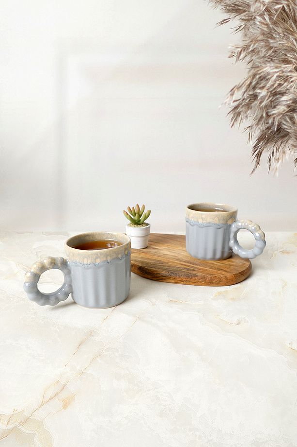 Shizen Gri İnci Kulplu Senta Kupa 8 Cm 2 Adet 613 - 3