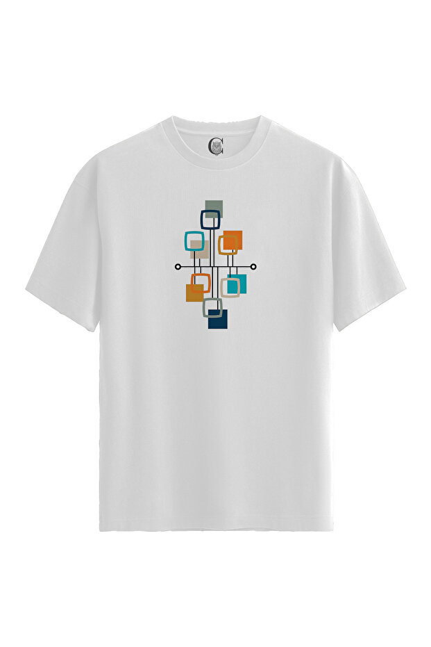 Men'S/Unisex White 100% Cotton Relaxed Fit (Relaxed Fit) Crew Neck Retro Link Custom Printed T-Shirt
