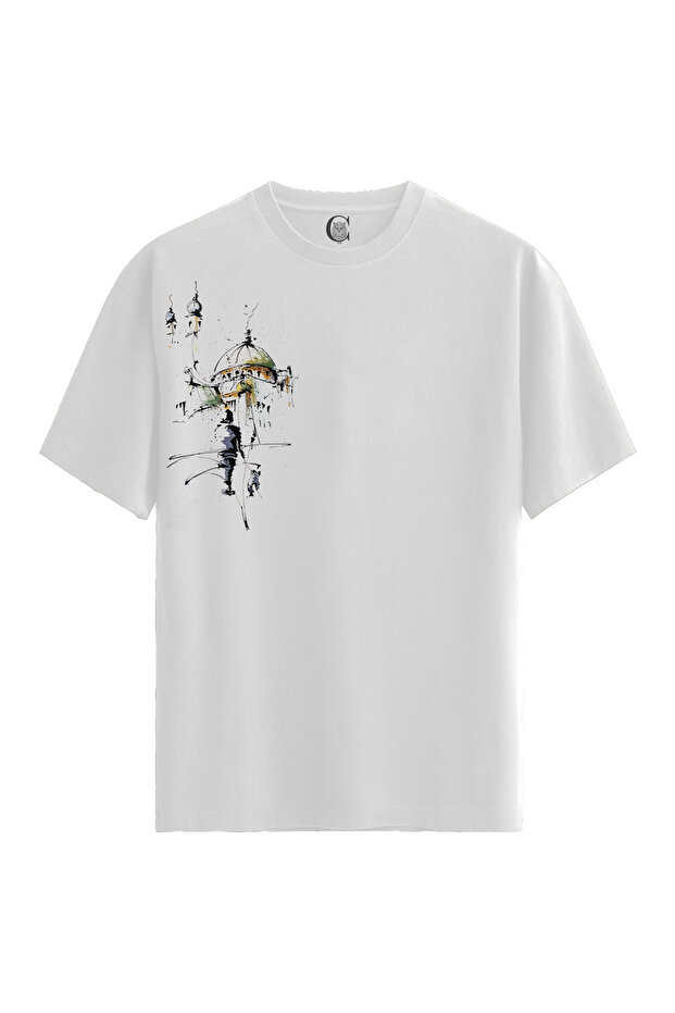 Women/Unisex White 100% Cotton Relaxed Fit Crew Neck Dust Custom Printed T-Shirt
