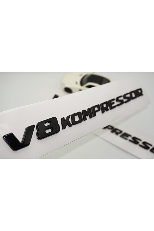 Benz V8 Kompressor Fender Side Black Logo Emblem Set of 2