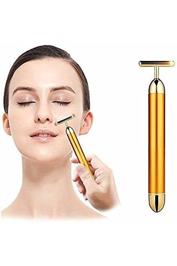 Beauty Bar 1Pc 24K Gold Electric Vibration Facial Massage Roller