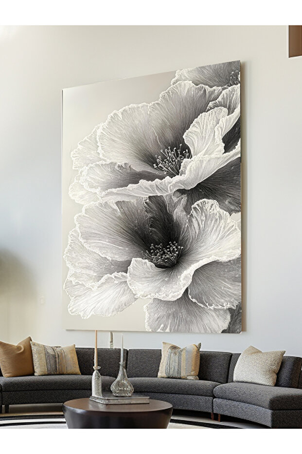 BEYAZ ÇİÇEK KANVAS TABLO - 3