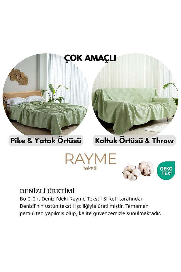 Waffle Pike Yatak Örtüsü Tek Kişilik - %100 Pamuk Hafif 4 Mevsim Kullanım Yüksek Kaliteli Pikeler - 8