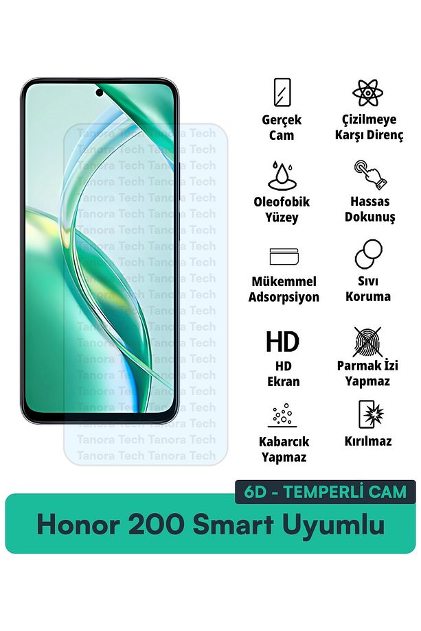 Honor 200 Smart 6D Temperli Cam Dayanıklı Kırılmaz Ekran Koruyucu - 1