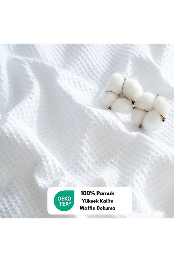 Pike Yatak Örtüsü Çift Kişilik Waffle - %100 Pamuk Hafif 4 Mevsim Havadar Yüksek Kaliteli Pikeler - 2