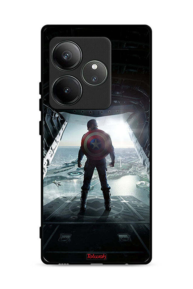 غطاء حماية لهاتف Realme GT 6 5G بتصميم صورة كابتن أمريكا