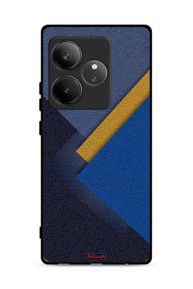 غطاء حماية لهاتف Realme GT 6 5G بنقشة مثلثات جلدية