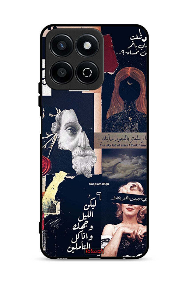 غطاء حماية لهاتف Honor Play 60 Plus 5G بعبارات عربية ووجوه مقطوعة