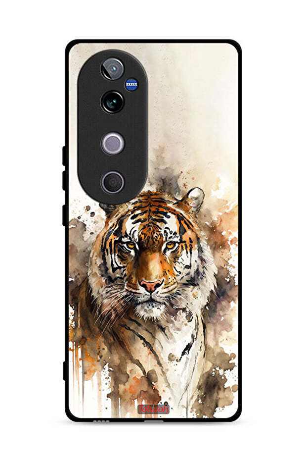 غطاء حماية Vivo V40 5G بتصميم فن تجريدي من جلد الفهد