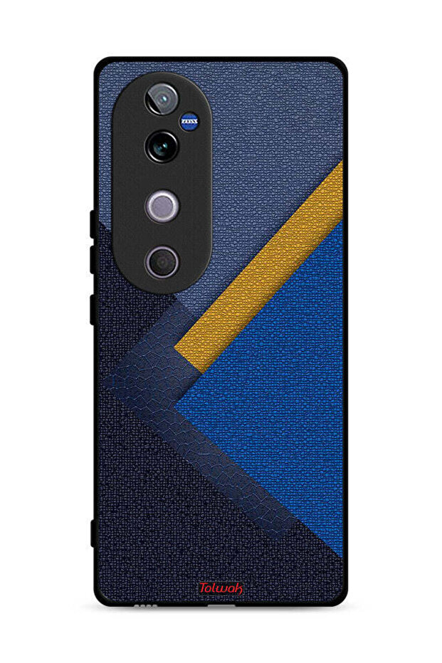 غطاء حماية لهاتف Vivo V40 5G بنقشة مثلثات جلدية