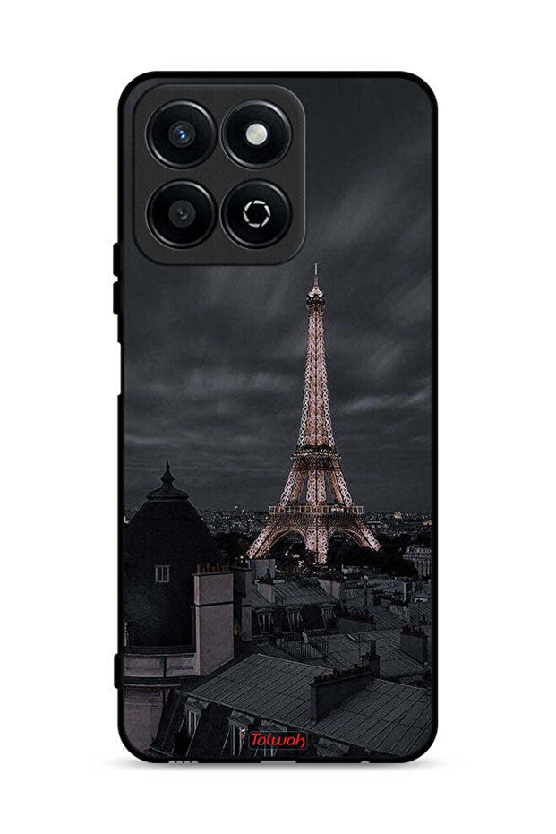 غطاء حماية لهاتف Honor Play 60 Plus 5G بتصميم برج إيفل في الليل