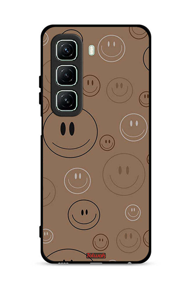 غطاء حماية لهاتف Infinix Hot 50 5G بنقشة وجوه مبتسمة