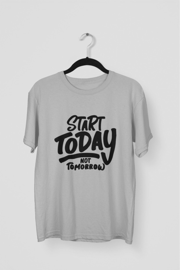 Men/Women Start Today Transfer Printed Round Neck Short Sleeve T-Shirt