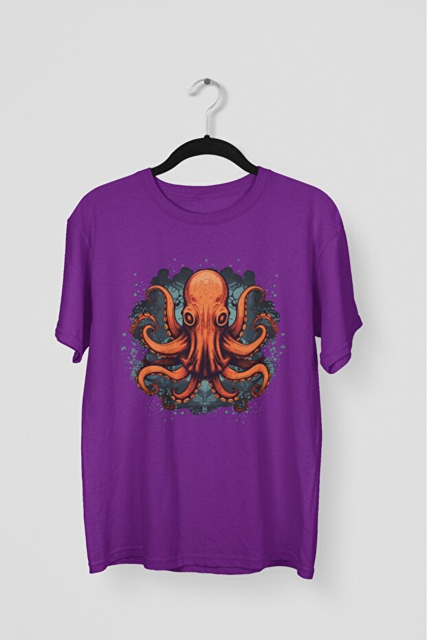 Men/Women Octopus1 Transfer Printed Round Neck Short Sleeve T-Shirt