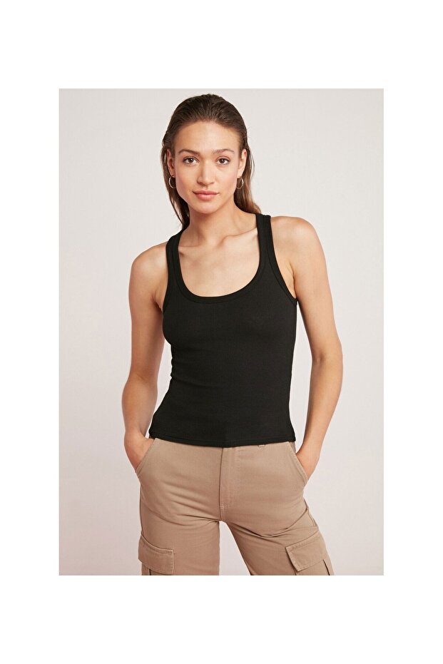 Kadın Fitilli Pamuklu Kalın Askılı Basic Atlet 3'Paket - 2