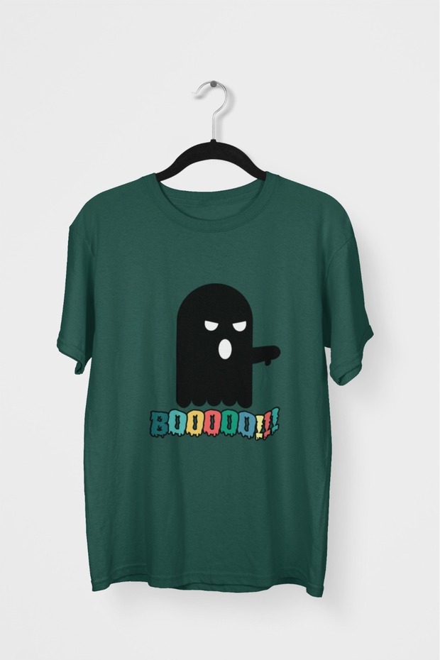 Men/Women Booo Transfer Printed Round Neck Short Sleeve T-Shirt