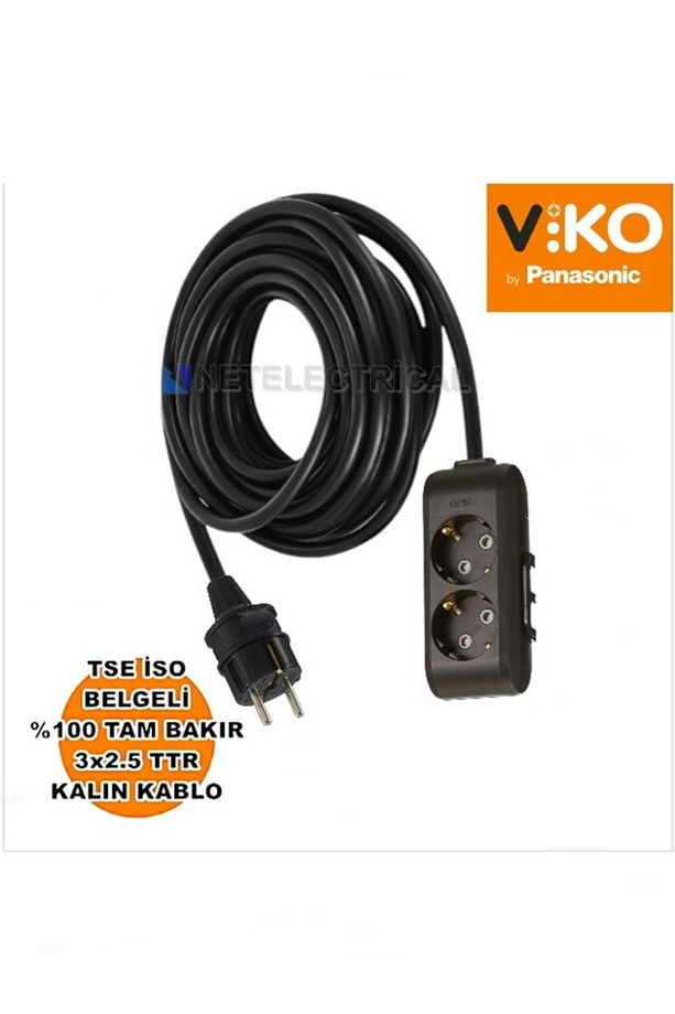 Multi-let | İkili 16 Metre Topraklı Ç. K. Grup Priz - 2'li 16 M Siyah 3x2.5 Ttr Kalın Kablolu - 1