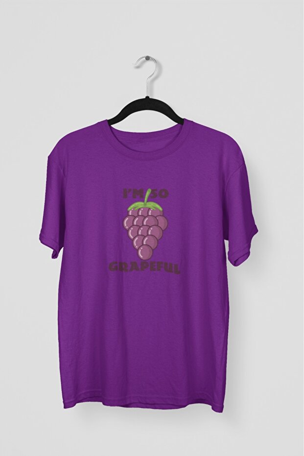 Men/Women Grapeful Transfer Printed Round Neck Short Sleeve T-Shirt