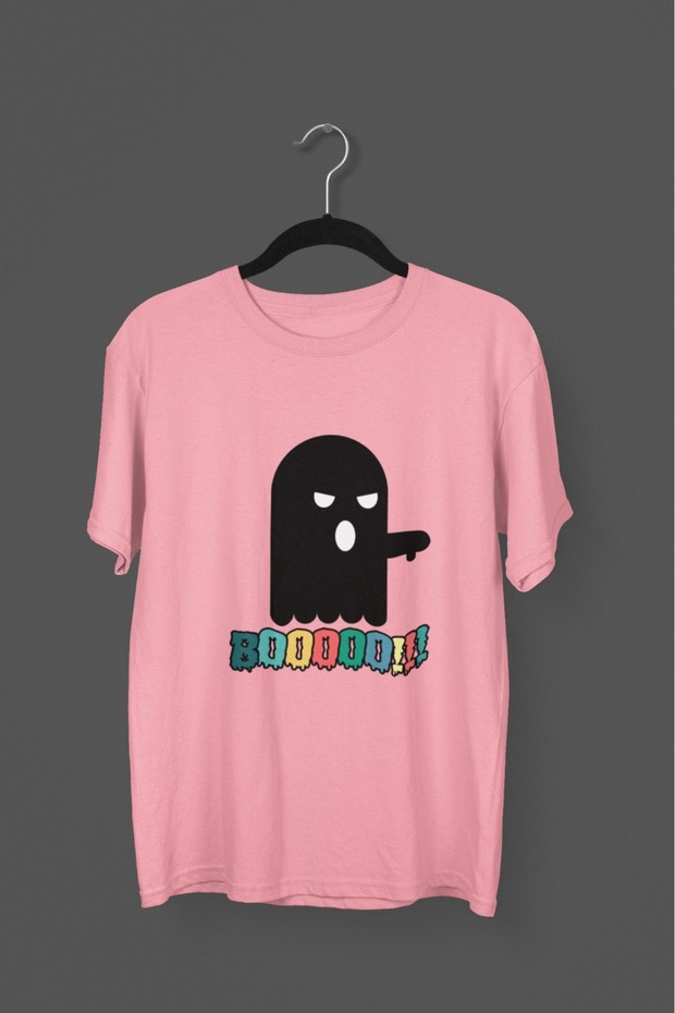 Men/Women Booo Transfer Printed Round Neck Short Sleeve T-Shirt