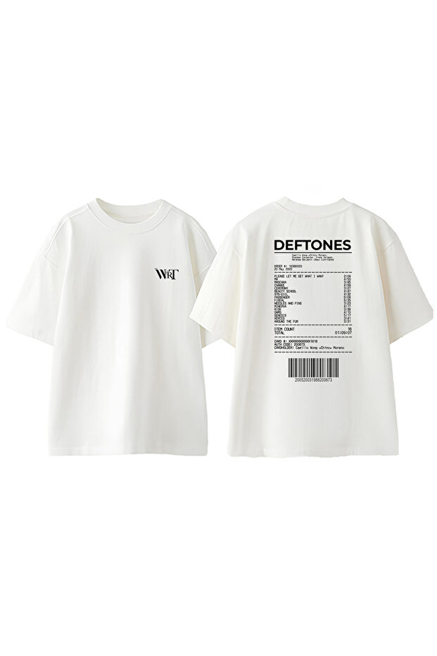 تي شيرت Deftones 12 Design Back مطبوع من القطن الأبيض كبير الحجم