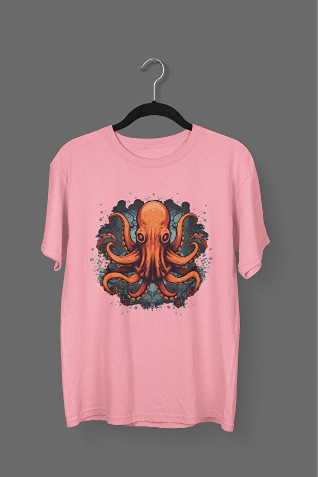 Men/Women Octopus1 Transfer Printed Round Neck Short Sleeve T-Shirt