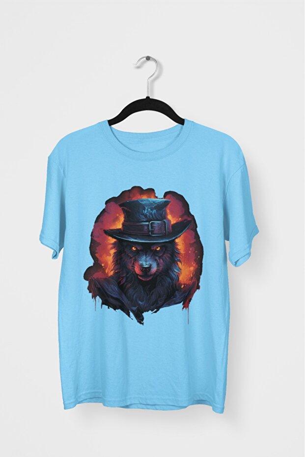 Men/Women Wolf Eyes Transfer Printed Round Neck Short Sleeve T-Shirt