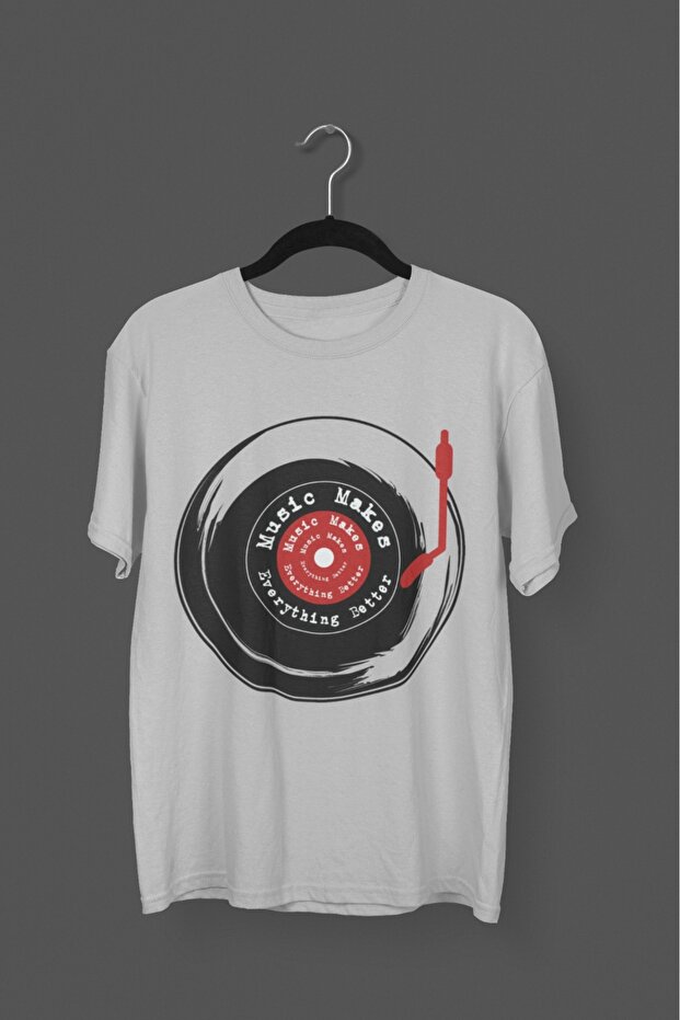 Men/Women Music Makes Transfer Printed Round Neck Short Sleeve T-Shirt