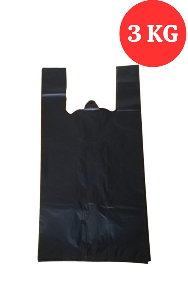 Ekstra Kalın Siyah Poşet 40x75 cm 3 Kg Dayanıklı Atlet Poşet Dökme Siyah Battal Boy Çöp Poşeti - 1