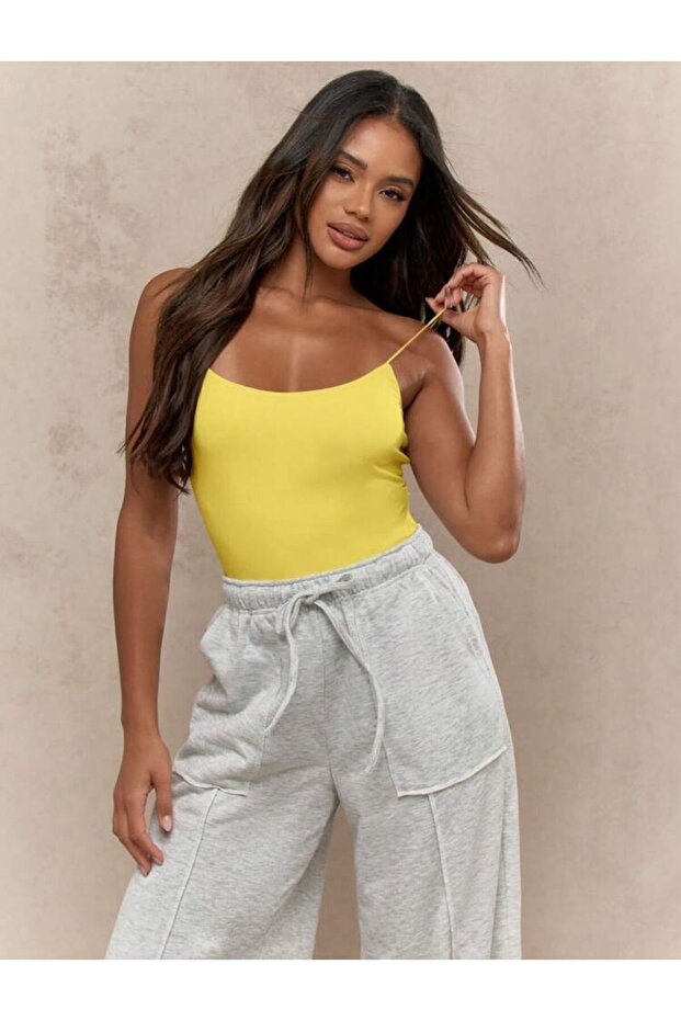 Kadın İp Askılı Örme Body Bluz - 4