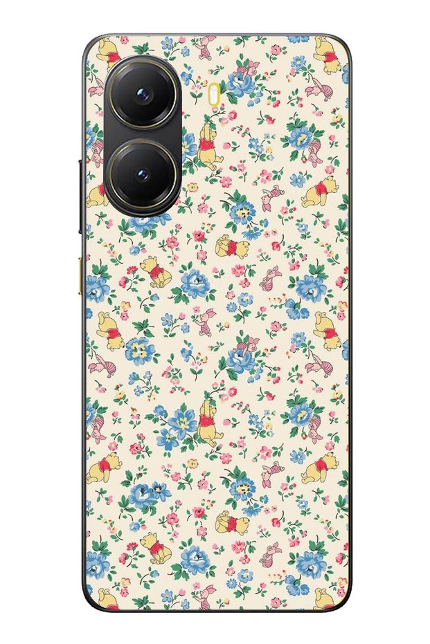 حافظة سيليكون شفافة متوافقة مع POCO X7 PRO مع دب ويني بوه والزهور